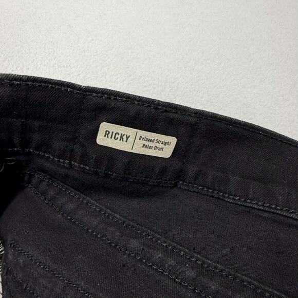 True Religion Jeans Mens 36 Black Ricky Relaxed Straight Made In USA Flap Pocket - Picture 9 of 11